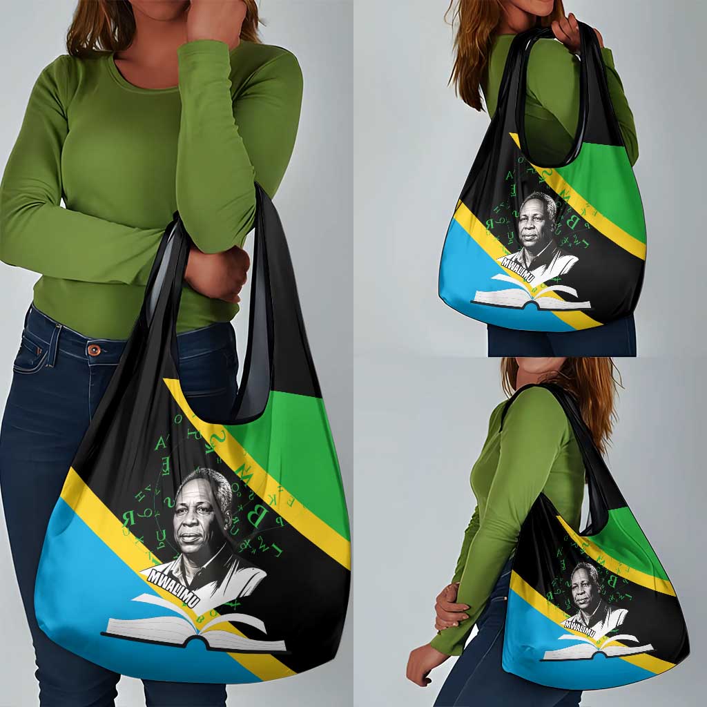 Julius Nyerere Grocery Bag Education is a Way of Fighting Poverty Quote and Tanzanian Flag Alphabet - African Pride