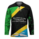 Julius Nyerere Hockey Jersey Education is a Way of Fighting Poverty Quote and Tanzanian Flag Alphabet - African Pride