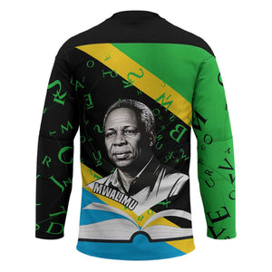 Julius Nyerere Hockey Jersey Education is a Way of Fighting Poverty Quote and Tanzanian Flag Alphabet - African Pride