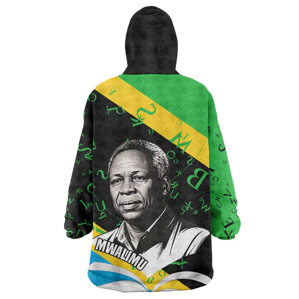 Julius Nyerere Kid Wearable Blanket Hoodie Education is a Way of Fighting Poverty Quote and Tanzanian Flag Alphabet - African Pride