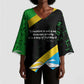 Julius Nyerere Kimono Sleeve Blouse Education is a Way of Fighting Poverty Quote and Tanzanian Flag Alphabet - African Pride
