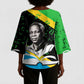 Julius Nyerere Kimono Sleeve Blouse Education is a Way of Fighting Poverty Quote and Tanzanian Flag Alphabet - African Pride