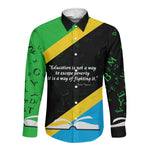 Julius Nyerere Long Sleeve Button Shirt Education is a Way of Fighting Poverty Quote and Tanzanian Flag Alphabet - African Pride