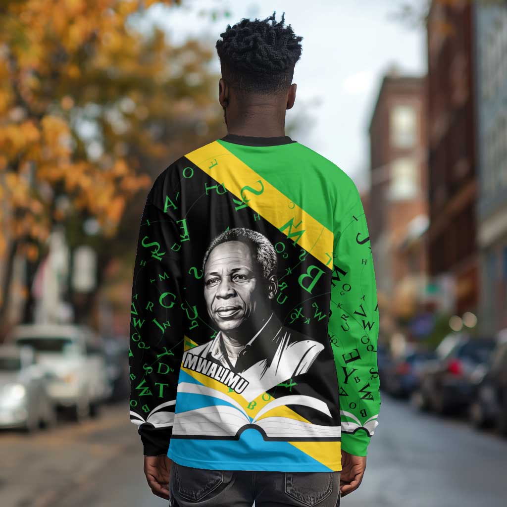 Julius Nyerere Long Sleeve Shirt Education is a Way of Fighting Poverty Quote and Tanzanian Flag Alphabet - African Pride