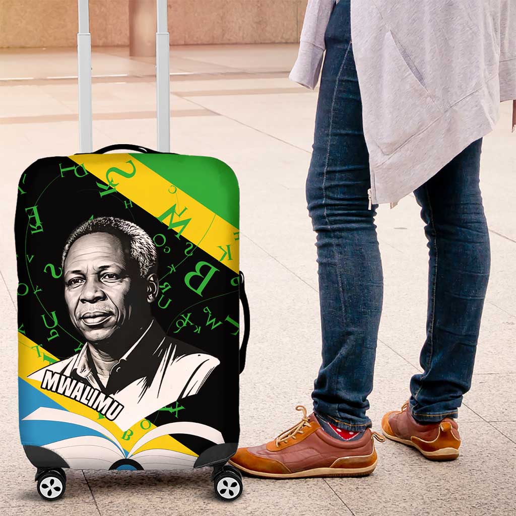 Julius Nyerere Luggage Cover Education is a Way of Fighting Poverty Quote and Tanzanian Flag Alphabet - African Pride