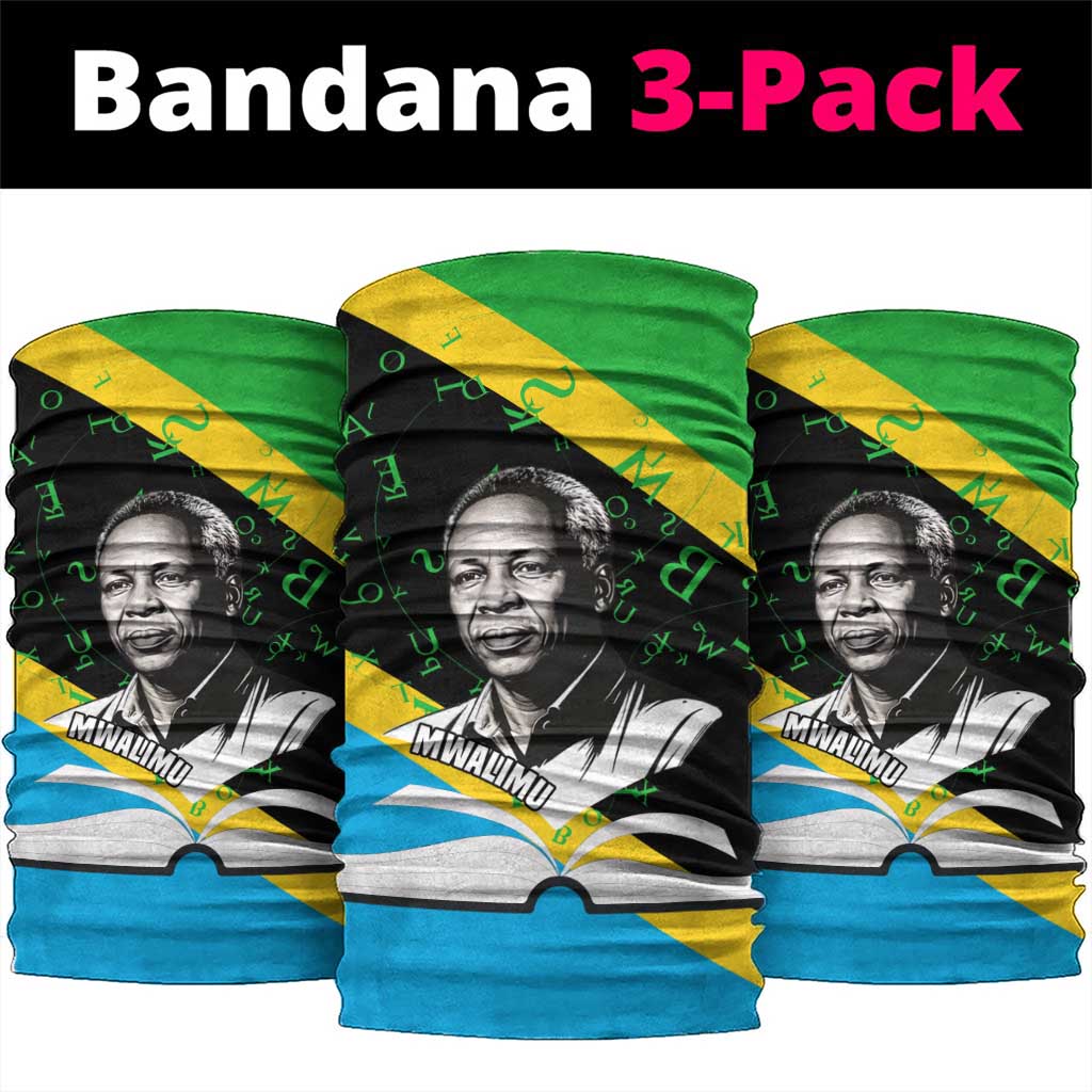 Julius Nyerere Neck Gaiter Education is a Way of Fighting Poverty Quote and Tanzanian Flag Alphabet - African Pride