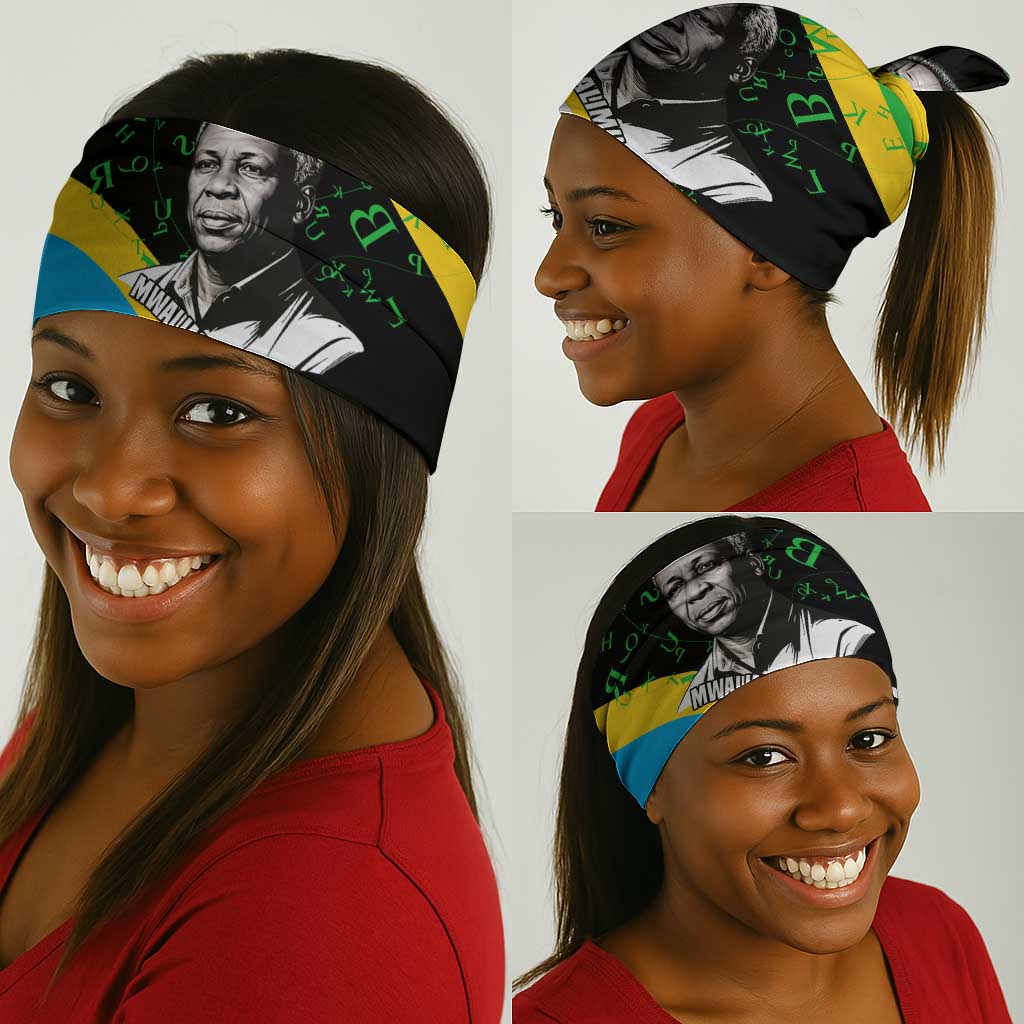 Julius Nyerere Neck Gaiter Education is a Way of Fighting Poverty Quote and Tanzanian Flag Alphabet - African Pride