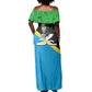 Julius Nyerere Off Shoulder Maxi Dress Education is a Way of Fighting Poverty Quote and Tanzanian Flag Alphabet - African Pride