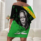 Julius Nyerere Off Shoulder Short Dress Education is a Way of Fighting Poverty Quote and Tanzanian Flag Alphabet - African Pride
