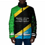 Julius Nyerere Padded Jacket Education is a Way of Fighting Poverty Quote and Tanzanian Flag Alphabet - African Pride