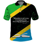 Julius Nyerere Polo Shirt Education is a Way of Fighting Poverty Quote and Tanzanian Flag Alphabet - African Pride