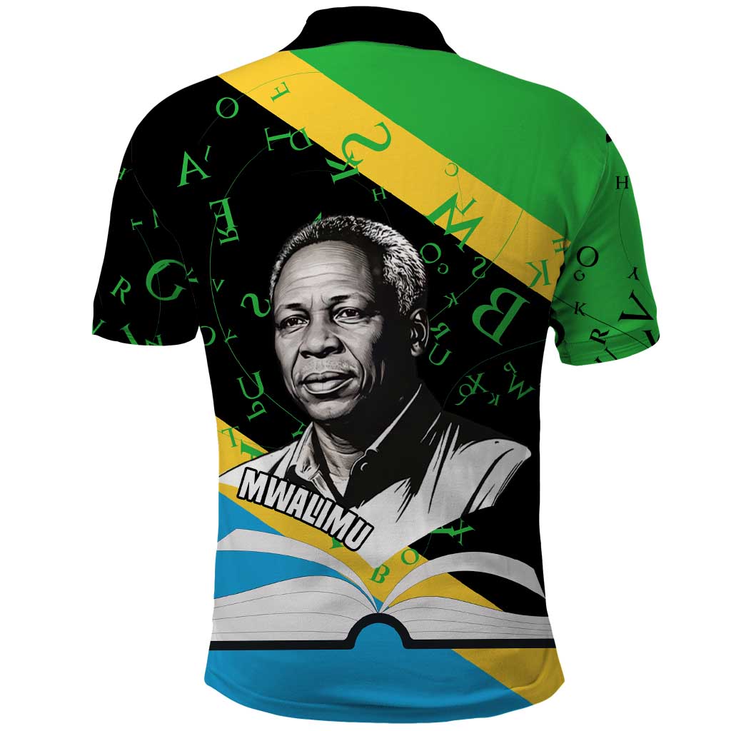 Julius Nyerere Polo Shirt Education is a Way of Fighting Poverty Quote and Tanzanian Flag Alphabet - African Pride
