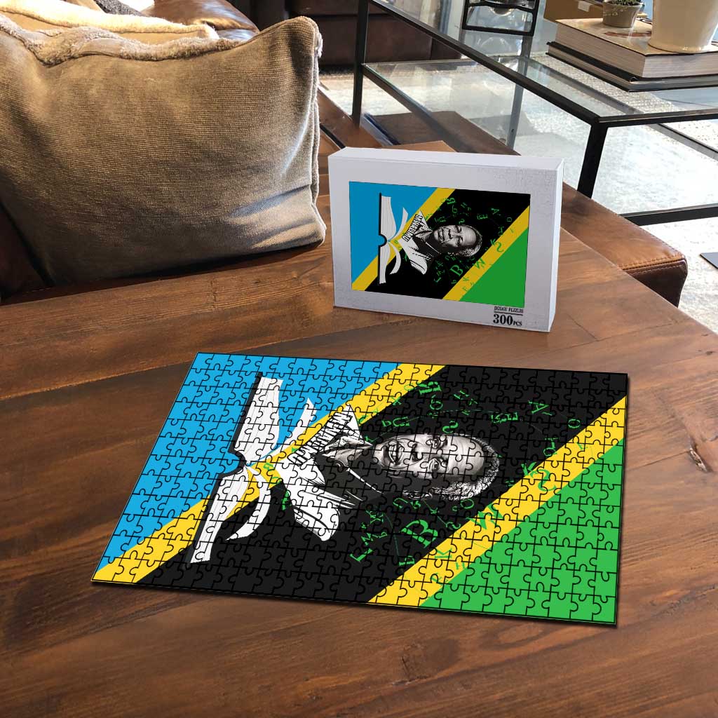 Julius Nyerere Puzzle Education is a Way of Fighting Poverty Quote and Tanzanian Flag Alphabet - African Pride