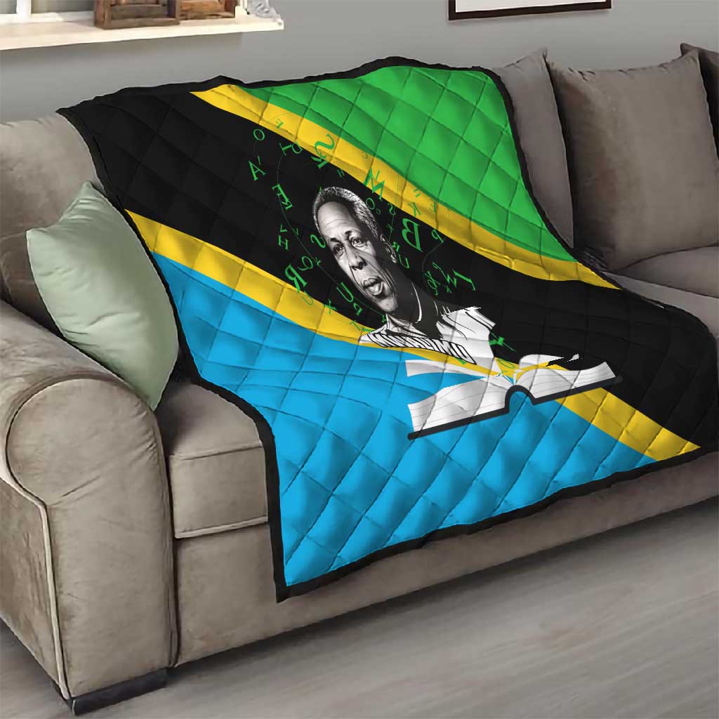 Julius Nyerere Quilt Education is a Way of Fighting Poverty Quote and Tanzanian Flag Alphabet - African Pride
