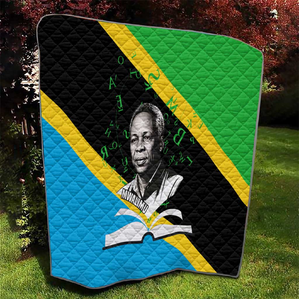 Julius Nyerere Quilt Education is a Way of Fighting Poverty Quote and Tanzanian Flag Alphabet - African Pride
