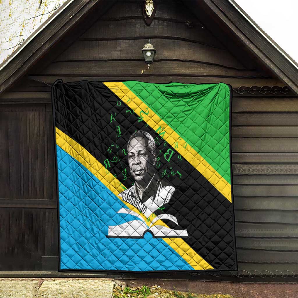 Julius Nyerere Quilt Education is a Way of Fighting Poverty Quote and Tanzanian Flag Alphabet - African Pride