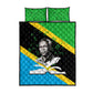 Julius Nyerere Quilt Bed Set Education is a Way of Fighting Poverty Quote and Tanzanian Flag Alphabet - African Pride