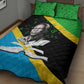 Julius Nyerere Quilt Bed Set Education is a Way of Fighting Poverty Quote and Tanzanian Flag Alphabet - African Pride