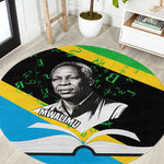 Julius Nyerere Round Carpet Education is a Way of Fighting Poverty Quote and Tanzanian Flag Alphabet - African Pride