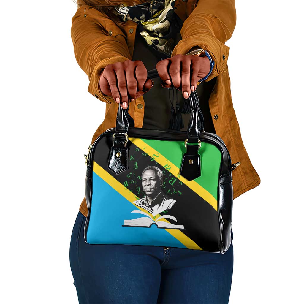 Julius Nyerere Shoulder Handbag Education is a Way of Fighting Poverty Quote and Tanzanian Flag Alphabet - African Pride