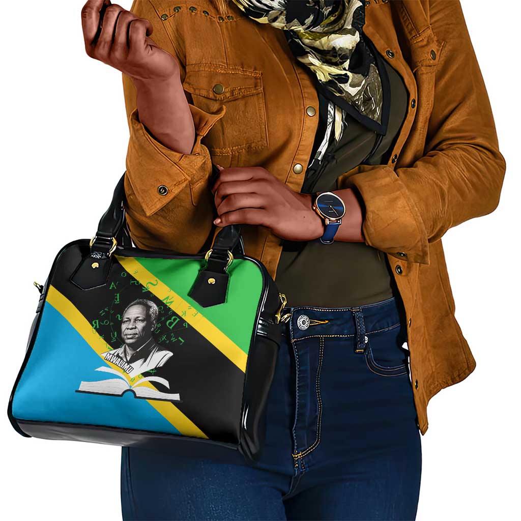 Julius Nyerere Shoulder Handbag Education is a Way of Fighting Poverty Quote and Tanzanian Flag Alphabet - African Pride