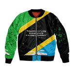 Julius Nyerere Sleeve Zip Bomber Jacket Education is a Way of Fighting Poverty Quote and Tanzanian Flag Alphabet - African Pride