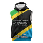 Julius Nyerere Sleeveless Hoodie Education is a Way of Fighting Poverty Quote and Tanzanian Flag Alphabet - African Pride