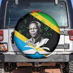 Julius Nyerere Spare Tire Cover Education is a Way of Fighting Poverty Quote and Tanzanian Flag Alphabet - African Pride