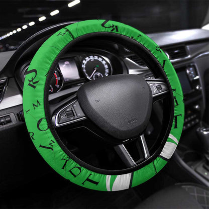 Julius Nyerere Steering Wheel Cover Education is a Way of Fighting Poverty Quote and Tanzanian Flag Alphabet - African Pride