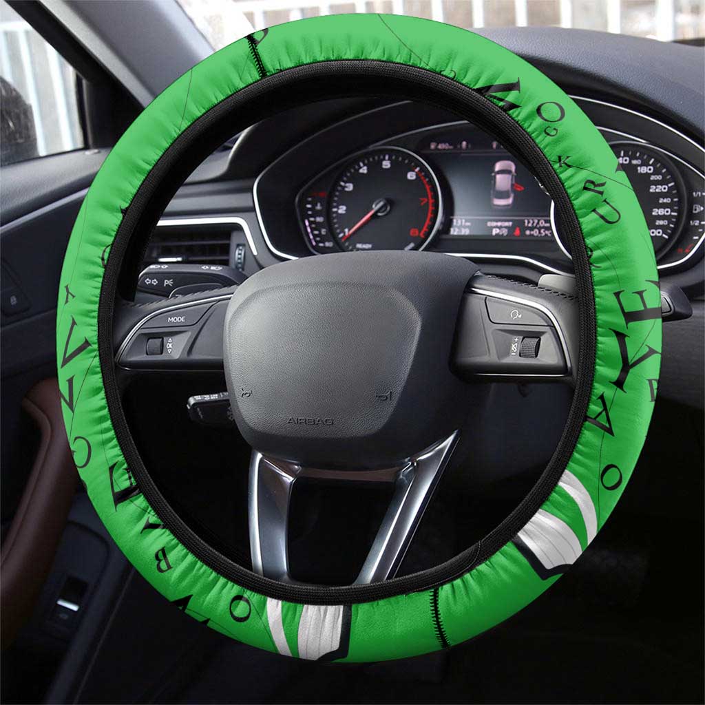 Julius Nyerere Steering Wheel Cover Education is a Way of Fighting Poverty Quote and Tanzanian Flag Alphabet - African Pride