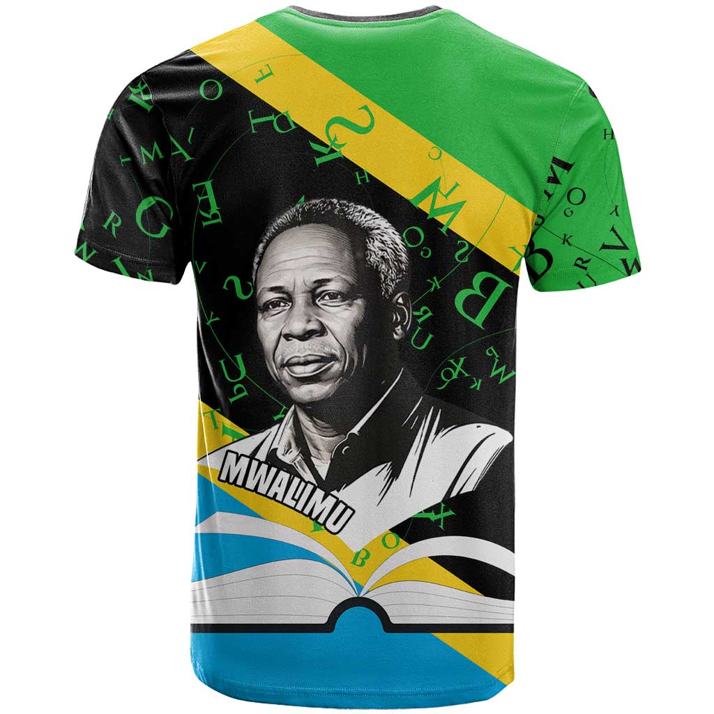 Julius Nyerere T shirt Education is a Way of Fighting Poverty Quote and Tanzanian Flag Alphabet - African Pride