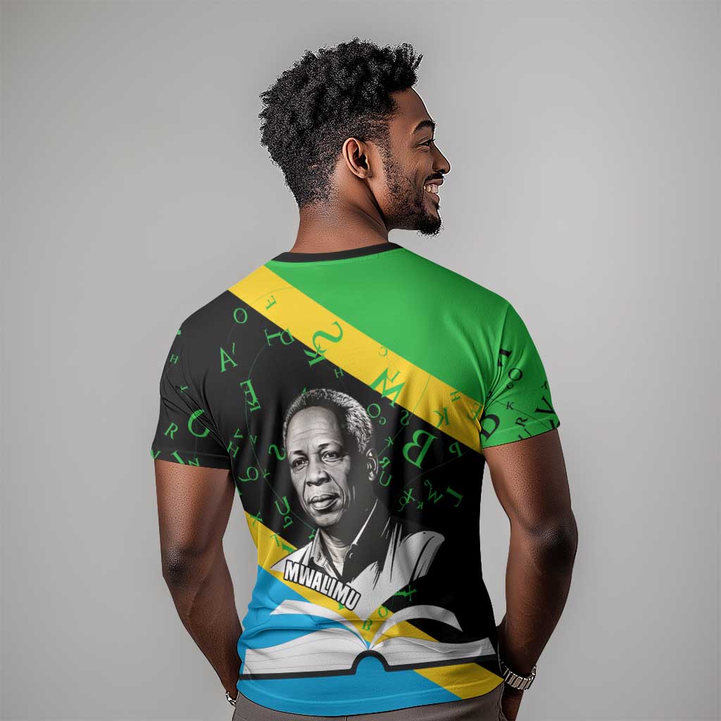 Julius Nyerere T shirt Education is a Way of Fighting Poverty Quote and Tanzanian Flag Alphabet - African Pride