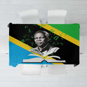 Julius Nyerere Tablecloth Education is a Way of Fighting Poverty Quote and Tanzanian Flag Alphabet - African Pride