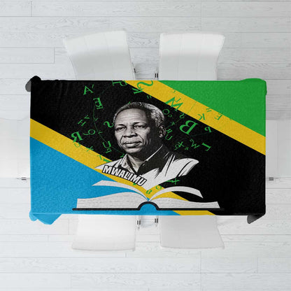 Julius Nyerere Tablecloth Education is a Way of Fighting Poverty Quote and Tanzanian Flag Alphabet - African Pride