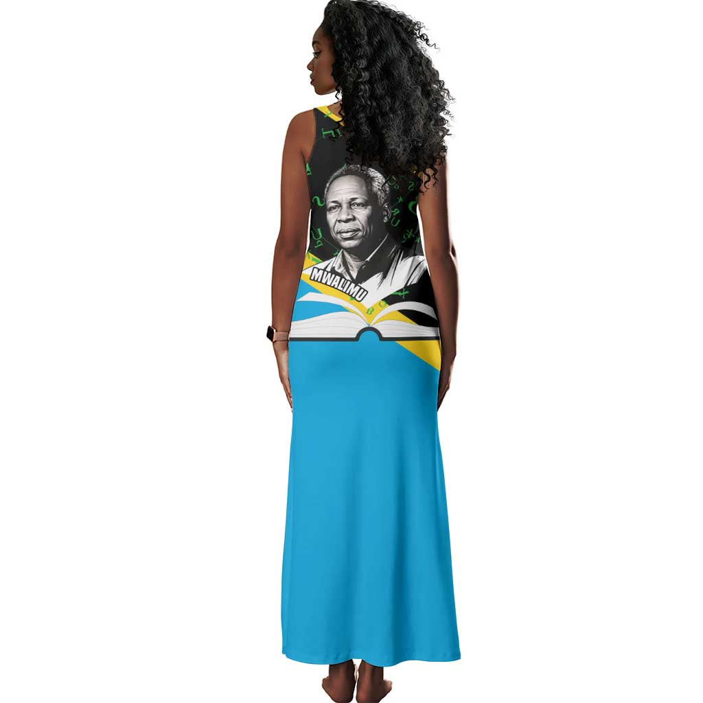 Julius Nyerere Tank Maxi Dress Education is a Way of Fighting Poverty Quote and Tanzanian Flag Alphabet - African Pride