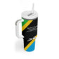 Julius Nyerere Tumbler With Handle Education is a Way of Fighting Poverty Quote and Tanzanian Flag Alphabet - African Pride