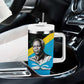 Julius Nyerere Tumbler With Handle Education is a Way of Fighting Poverty Quote and Tanzanian Flag Alphabet - African Pride