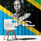 Julius Nyerere Window Curtain Education is a Way of Fighting Poverty Quote and Tanzanian Flag Alphabet - African Pride