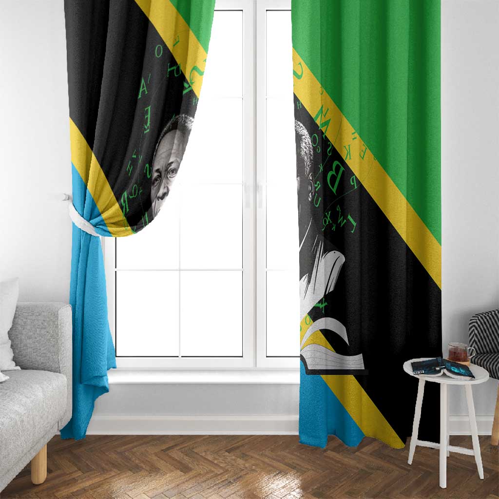 Julius Nyerere Window Curtain Education is a Way of Fighting Poverty Quote and Tanzanian Flag Alphabet - African Pride