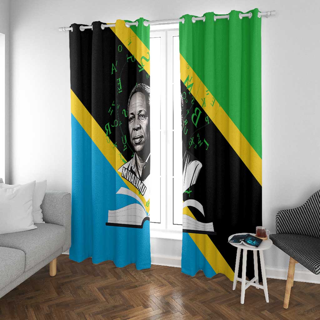 Julius Nyerere Window Curtain Education is a Way of Fighting Poverty Quote and Tanzanian Flag Alphabet - African Pride