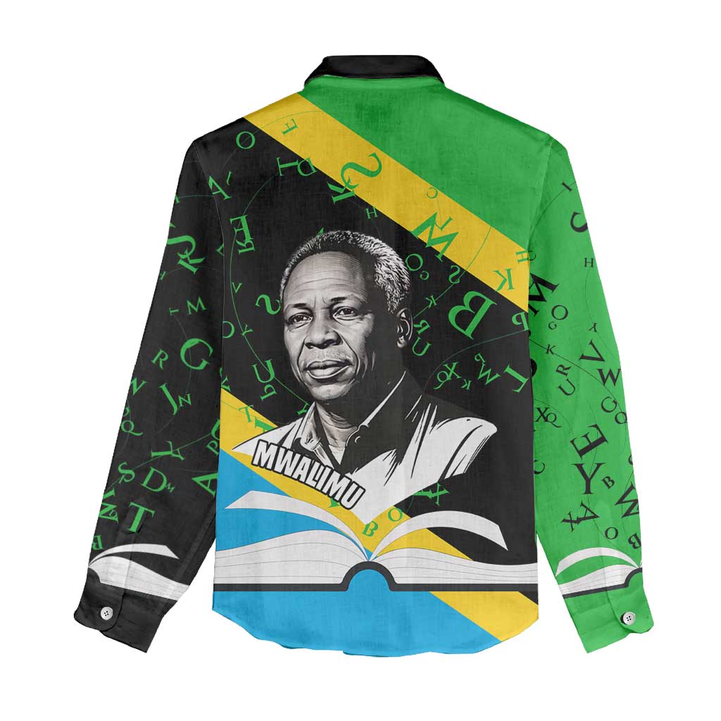 Julius Nyerere Women Casual Shirt Education is a Way of Fighting Poverty Quote and Tanzanian Flag Alphabet - African Pride