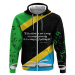 Julius Nyerere Zip Hoodie Education is a Way of Fighting Poverty Quote and Tanzanian Flag Alphabet - African Pride