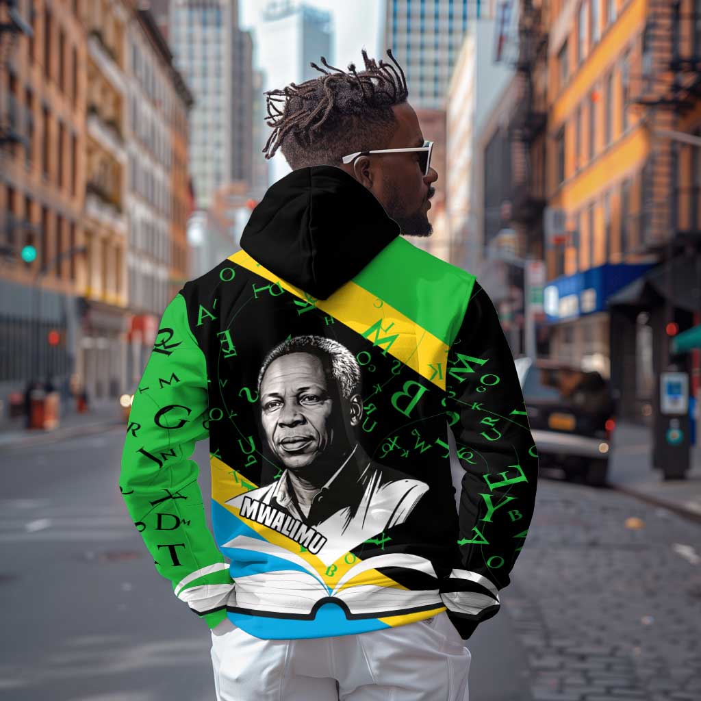 Julius Nyerere Zip Hoodie Education is a Way of Fighting Poverty Quote and Tanzanian Flag Alphabet - African Pride