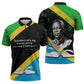Julius Nyerere Zipper Polo Shirt Education is a Way of Fighting Poverty Quote and Tanzanian Flag Alphabet - African Pride