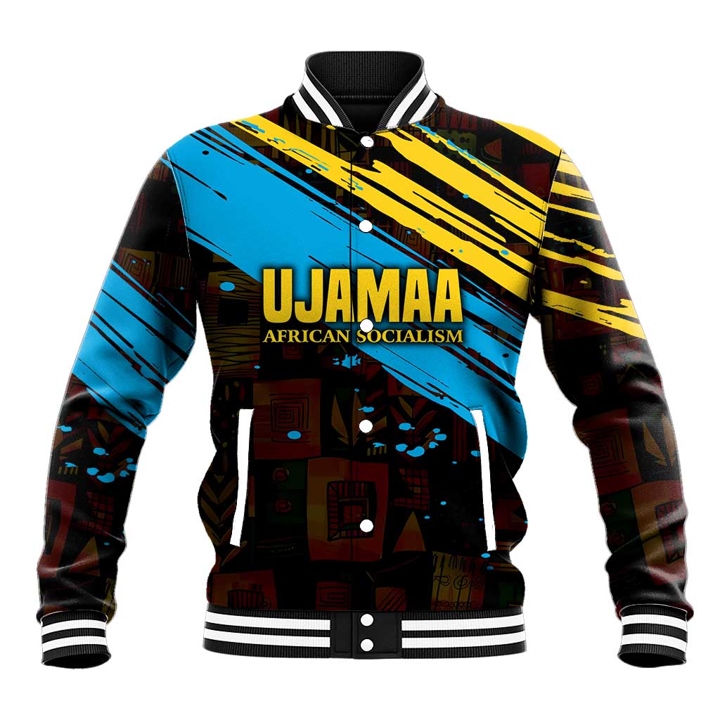 Julius Nyerere Baseball Jacket Ujamaa African Socialism Text and Bold Striped Pattern - African Pride