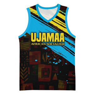 Julius Nyerere Basketball Jersey Ujamaa African Socialism Text and Bold Striped Pattern - African Pride