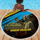 Julius Nyerere Beach Blanket Ujamaa African Socialism Text and Bold Striped Pattern - African Pride