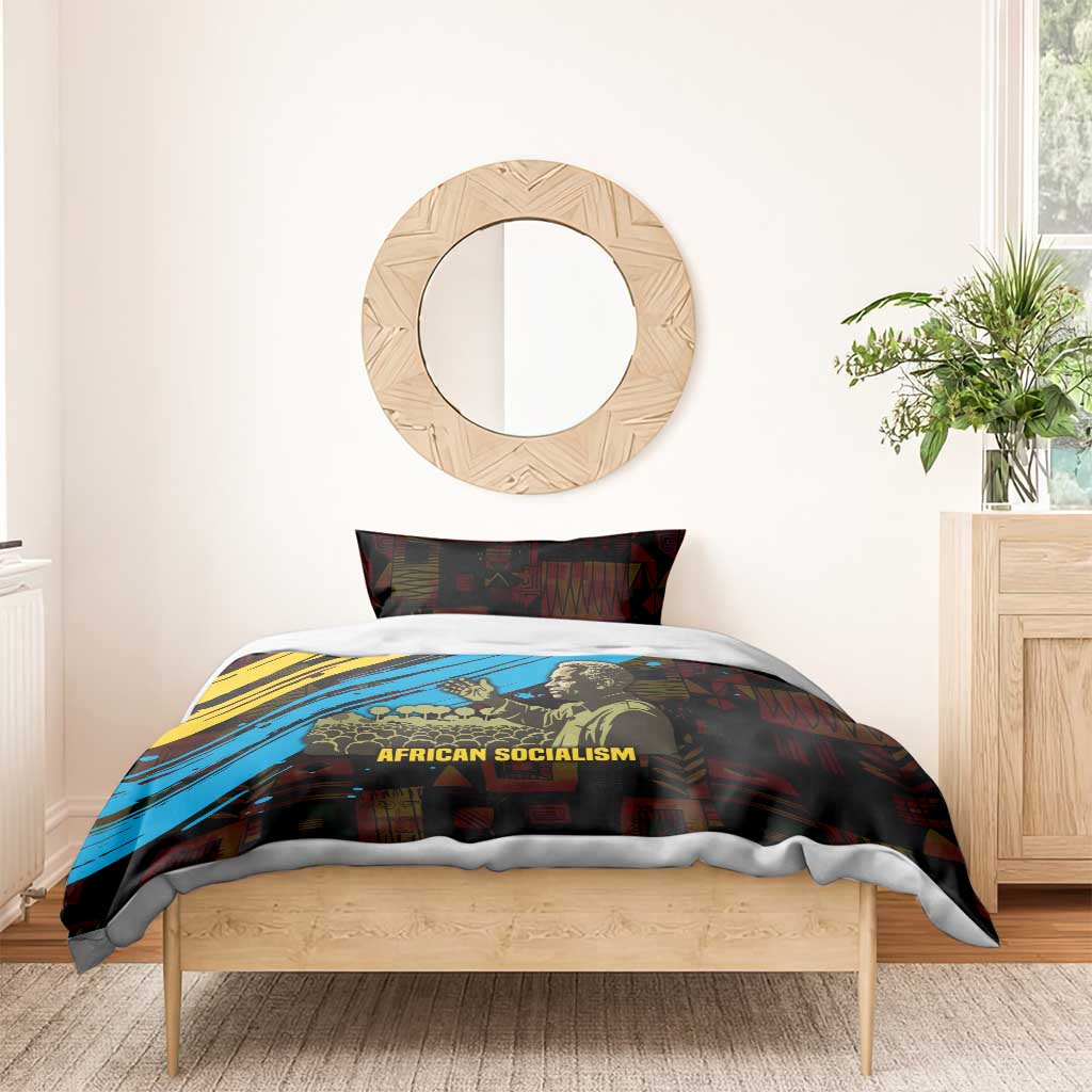 Julius Nyerere Bedding Set Ujamaa African Socialism Text and Bold Striped Pattern - African Pride