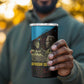Julius Nyerere 4 in 1 Can Cooler Tumbler Ujamaa African Socialism Text and Bold Striped Pattern - African Pride