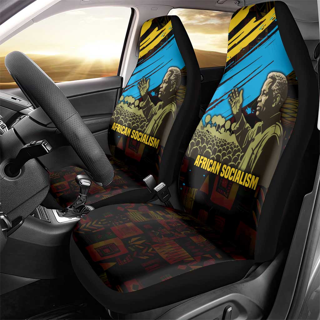 Julius Nyerere Car Seat Cover Ujamaa African Socialism Text and Bold Striped Pattern - African Pride